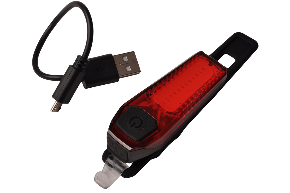 Benson bike parts Lampe de vélo à LED robuste et rechargeable à haute luminosité - rouge - câble micro-USB inclus