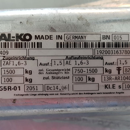 BPW BPW Frein à inertie pour remorque - ZAF1.6-3 - capacité : 750 a 1500 kg - y compris la console pour roue jockey - version 1.5 Hapert