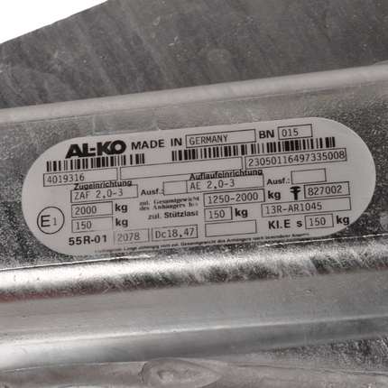 BPW BPW Frein à inertie pour remorque - ZAF2.0-3 - capacité max : 2000 kg - y compris la console pour roue jockey