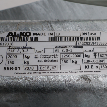 BPW BPW Frein à inertie pour remorque - ZAF2.0-3 - capacité max : 2000 kg - y compris le collier de serrage pour la roue jockey