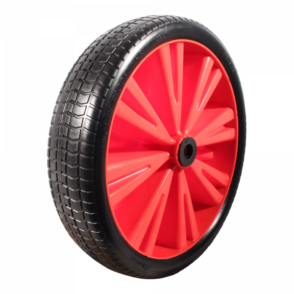 Cantonal 4.00-8 roue de brouette - bandage plein/anti-fuite et jante en plastique rouge - charge maximale de 150 kg - trou d'axe/diamètre de moyeu 20 mm