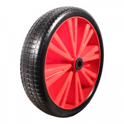 Cantonal 4.00-8 roue de brouette - bandage plein/anti-fuite et jante en plastique rouge - charge maximale de 150 kg - trou d'axe/diamètre de moyeu 20 mm