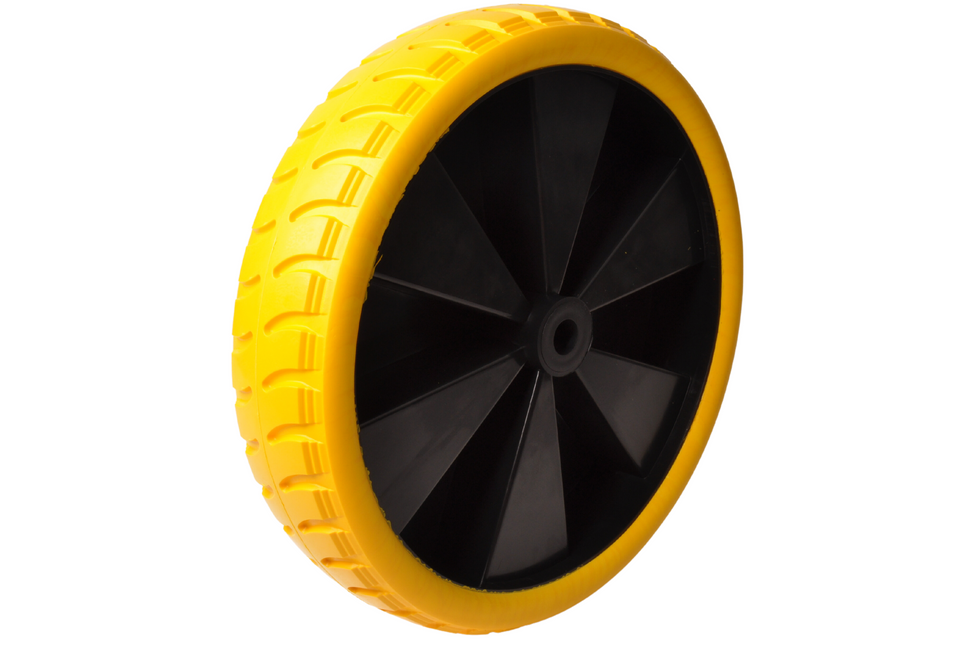 Cantonal 4.00-8 roue de brouette - bandage plein/anti-fuite et jante en plastique jaune - charge maximale de 150 kg - trou d'axe/diamètre de moyeu 20 mm