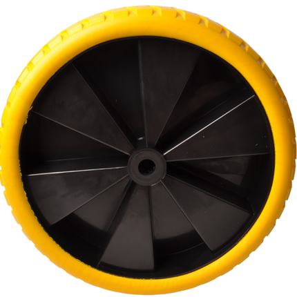 Cantonal 4.00-8 roue de brouette - bandage plein/anti-fuite et jante en plastique jaune - charge maximale de 150 kg - trou d'axe/diamètre de moyeu 20 mm