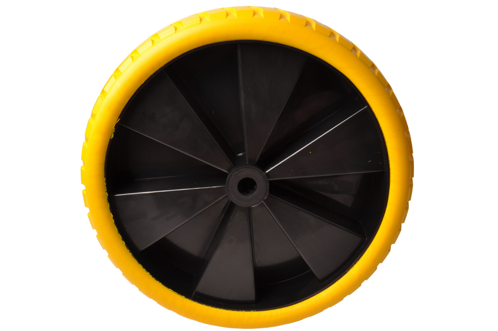 Cantonal 4.00-8 roue de brouette - bandage plein/anti-fuite et jante en plastique jaune - charge maximale de 150 kg - trou d'axe/diamètre de moyeu 20 mm