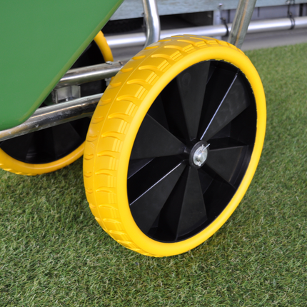 Cantonal 4.00-8 roue de brouette - bandage plein/anti-fuite et jante en plastique jaune - charge maximale de 150 kg - trou d'axe/diamètre de moyeu 20 mm