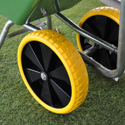 Cantonal 4.00-8 roue de brouette - bandage plein/anti-fuite et jante en plastique jaune - charge maximale de 150 kg - trou d'axe/diamètre de moyeu 20 mm
