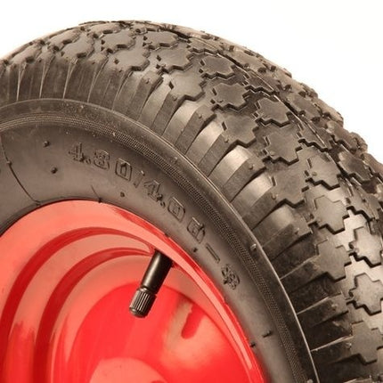 Cantonal 4.00-8 Roue de brouette - bandage pneumatique et jante en acier - capacité de charge 195 kg - trou d'axe/diamètre de moyeu 20 mm - roulements à billes inclus