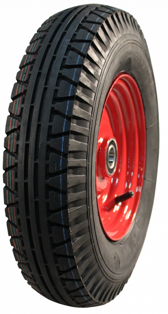 Cantonal 4.00-8 Roue de brouette professionnelle - bandage pneumatique et jante en acier - capacité de charge 575 kg - 25 mm trou d'axe/diamètre de moyeu - roulements à billes inclus