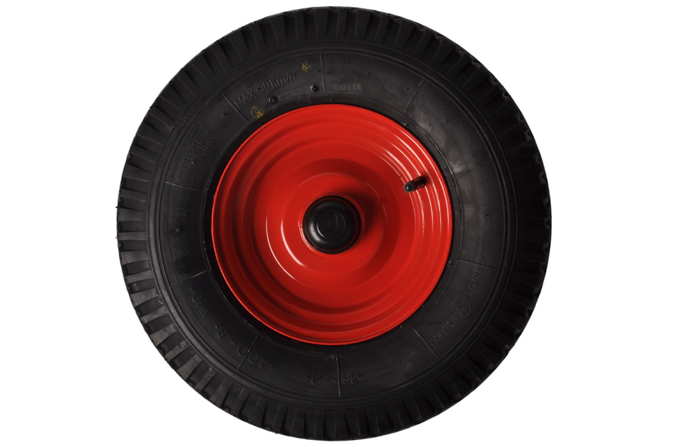 Cantonal 4.00-8 Roue de brouette professionnelle - bandage pneumatique et jante en acier - capacité de charge 575 kg - 25 mm trou d'axe/diamètre de moyeu - roulements à billes inclus