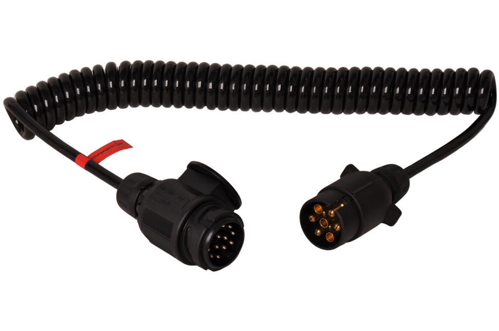 Cantonal Adaptateur câble spiralé 7 fils avec prise 13 broches & prise 7 broches - 90 à 250 cm