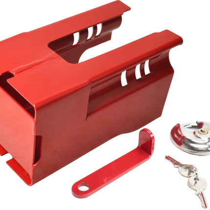 Cantonal Antivol de timon tubulaire Cantonal - rouge - acier - incl. cadenas à disque en acier inoxydable avec 2 clés