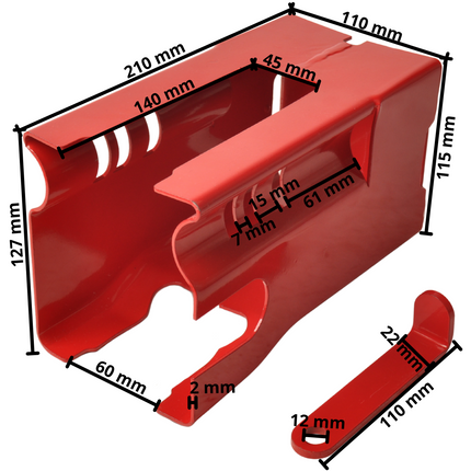 Cantonal Antivol de timon tubulaire Cantonal - rouge - acier - incl. cadenas à disque en acier inoxydable avec 2 clés