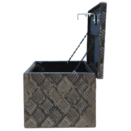 Cantonal Boîte à timon  en aluminium à motif larmé 765x330x245 mm - incluant un verrou intégré - Matériau de 2,5 mm d'épaisseur