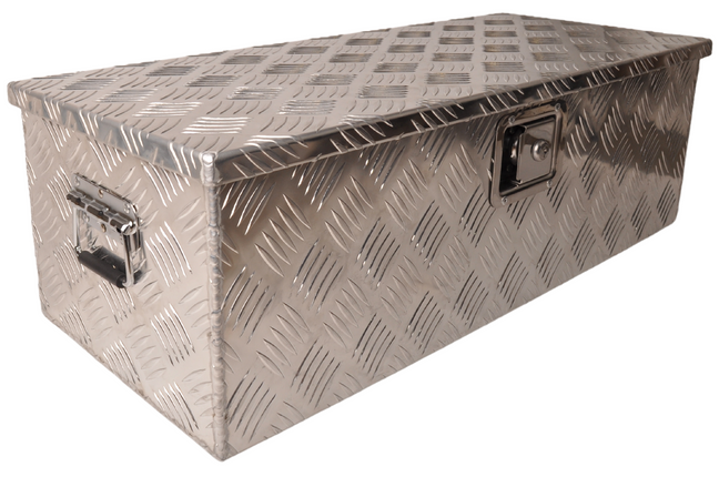 Cantonal Boîte à timon  en aluminium à motif larmé avec poignées 765x330x245 mm - incluant un verrou intégré - Matériau de 2,5 mm d'épaisseur