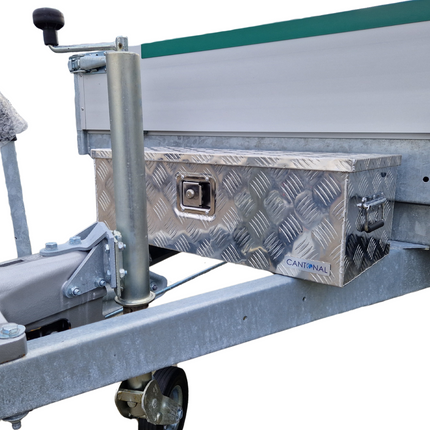 Cantonal Boîte à timon  en aluminium à motif larmé avec poignées 765x330x245 mm - incluant un verrou intégré - Matériau de 2,5 mm d'épaisseur