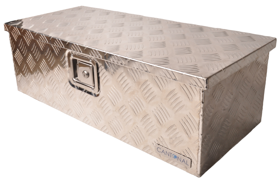 Cantonal Boîte à timon en tôle larmée aluminium/boîte à outils/coffre 765x330x245 mm - avec serrure intégrée