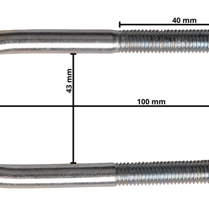 Cantonal Boulon en U / anneau d'attelage M10 100x43 mm