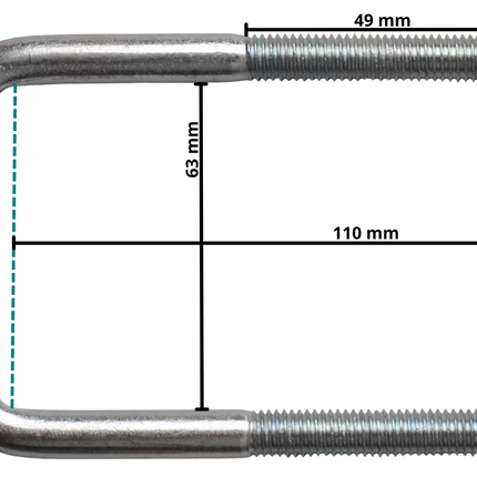 Cantonal Boulon en U / Anneau de traction - M10 - 110x63 mm