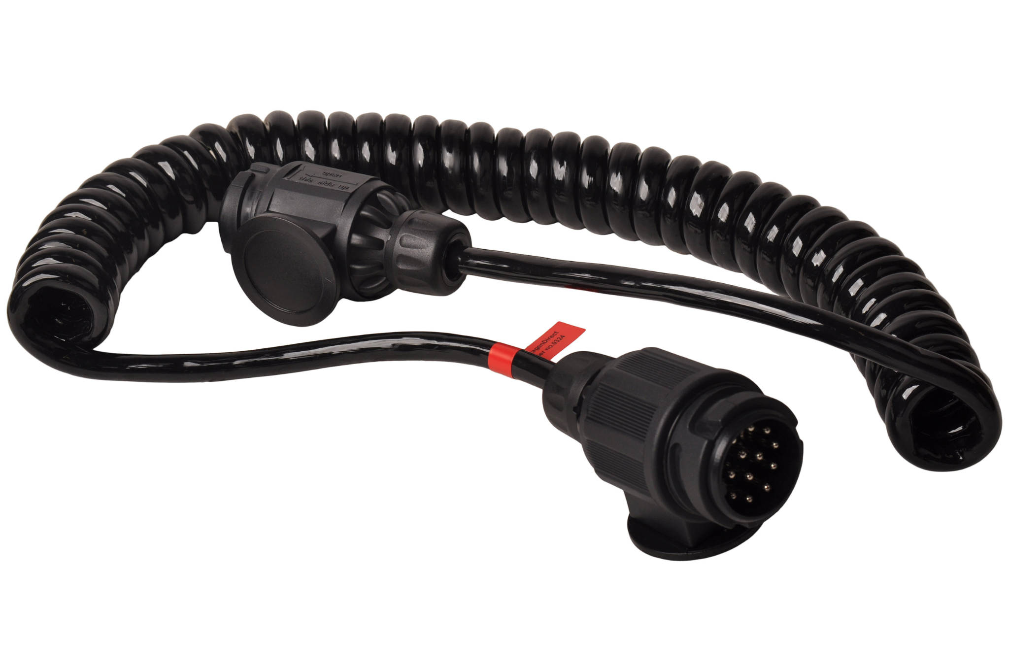 Wiltec Câble de rallonge électrique spiralé – 3 m – 2 fiches – 7 broch Wiltec Câble de rallonge électrique spiralé – 3 m – 2 fiches – 7 broch
