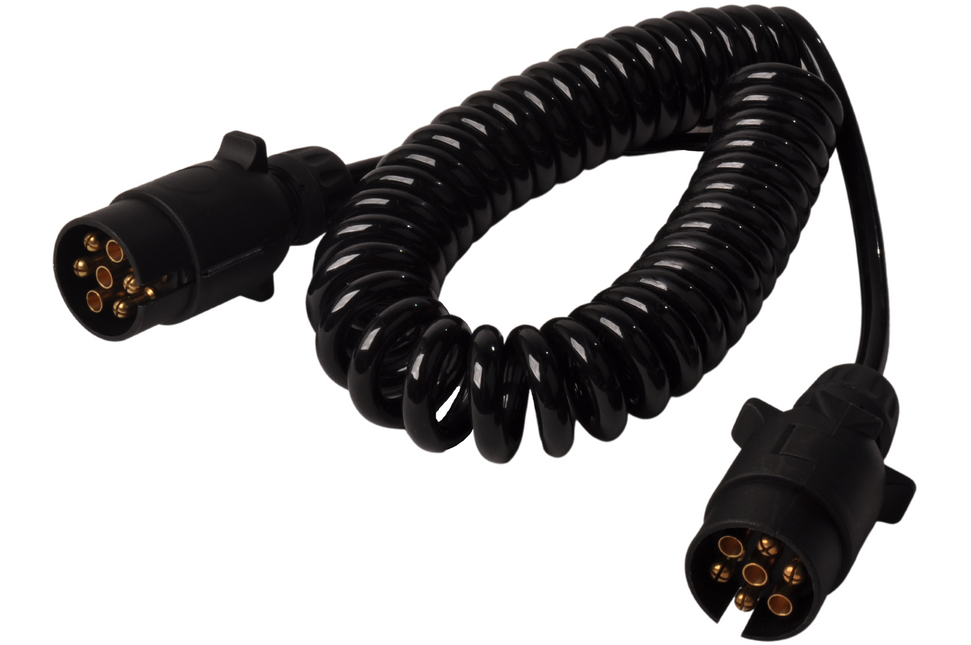 Cantonal Câble spiralé premium 7 fils et 2x prises 7 broches - 90 à 250 cm