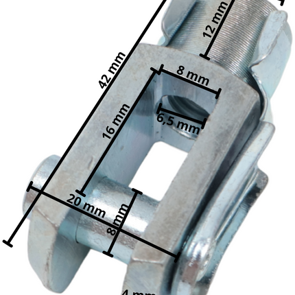Cantonal Chape avec étrier de sécurité M8 x 16 mm - pour frein à inertie PAV/SR1.3