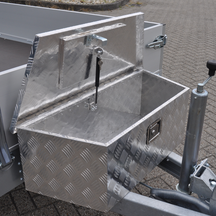 Cantonal Coffre de timon aluminium 900/660x350x300 mm – serrure encastrée – couvercle automatique – tôle antidérapante