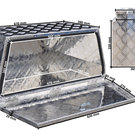 Cantonal Coffre de timon en aluminium strié 760x380x400 mm