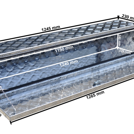 Cantonal Coffre de timon en tôle aluminium à damier 1250x250x250 mm