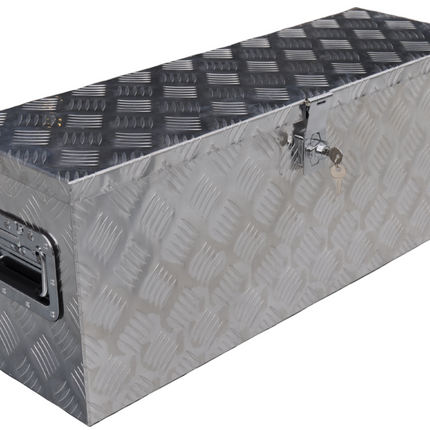 Cantonal Coffre de timon en tôle aluminium antidérapante 760x235x300 mm – fermeture papillon