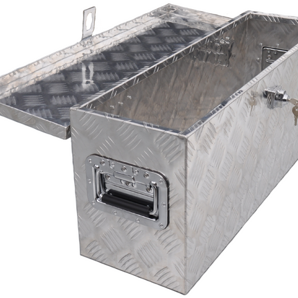 Cantonal Coffre de timon en tôle aluminium antidérapante 760x235x300 mm – fermeture papillon