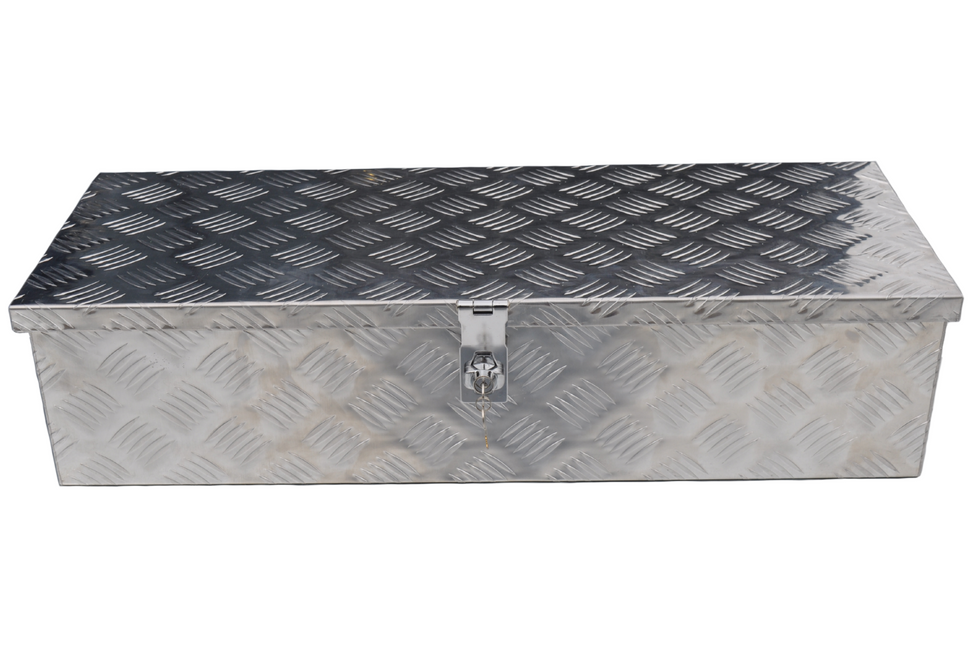 Cantonal Coffre de timon en tôle aluminium antidérapante 800x300x190 mm – fermeture papillon