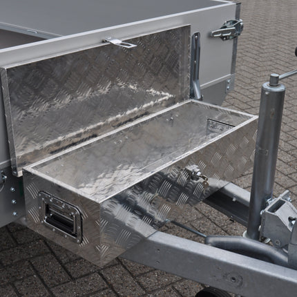 Cantonal Coffre de timon en tôle aluminium antidérapante 800x300x190 mm – fermeture papillon