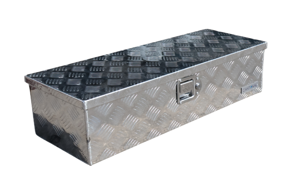 Cantonal Coffre de timon en tôle aluminium antidérapante 800x300x190 mm – fermeture papillon