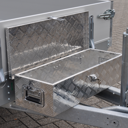 Cantonal Coffre de timon en tôle aluminium antidérapante 800x300x190 mm – fermeture papillon