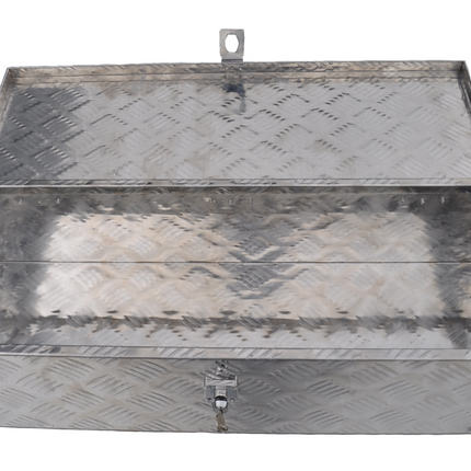 Cantonal Coffre de timon en tôle aluminium antidérapante 800x300x190 mm – fermeture papillon