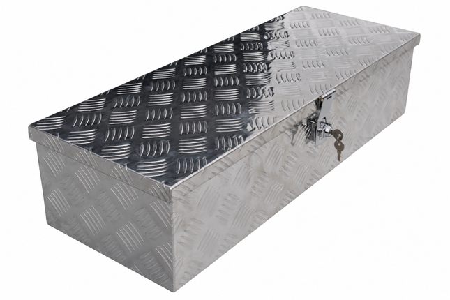 Cantonal Coffre de timon en tôle aluminium antidérapante 800x300x190 mm – fermeture papillon
