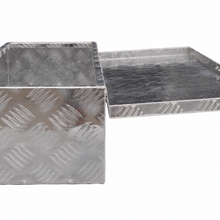 Cantonal Coffre de timon en tôle aluminium antidérapante 800x300x190 mm – fermeture papillon