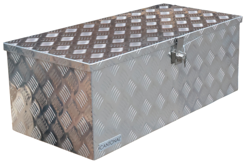 Cantonal Coffre de timon en tôle aluminium antidérapante 840x400x310 mm – avec fermeture papillon
