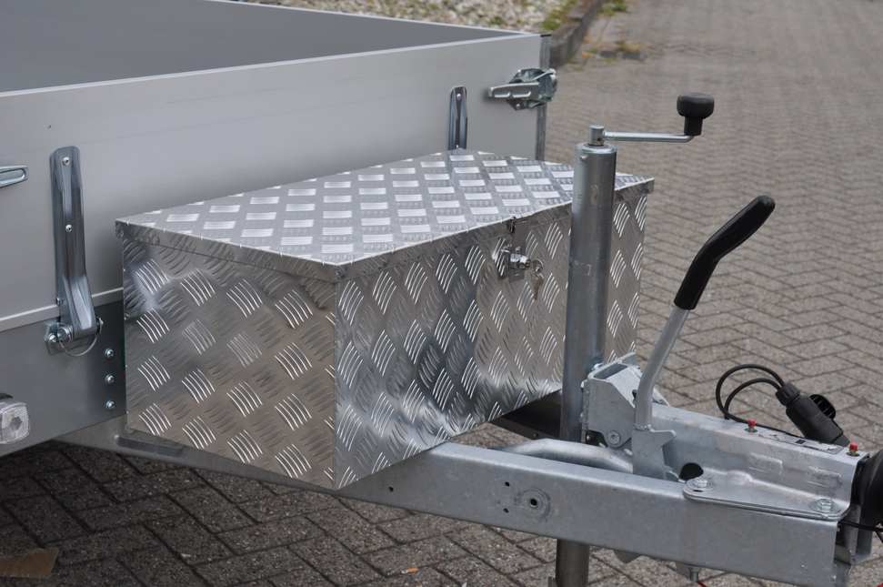 Cantonal Coffre de timon en tôle aluminium antidérapante 840x400x310 mm – avec fermeture papillon