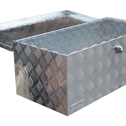 Cantonal Coffre de timon en tôle aluminium antidérapante 840x400x310 mm – avec fermeture papillon