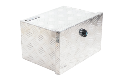 Cantonal Coffre de timon en tôle aluminium larmée - 400×240×300 mm