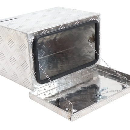 Cantonal Coffre de timon en tôle aluminium larmée - 400×240×300 mm