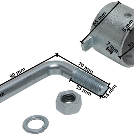 Cantonal Embout barre thoracique vans 53x43 mm - 90 degrés