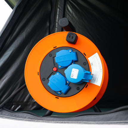 Cantonal Enrouleur de Câble Camping 25 Mètres - Prise Schuko/CEE