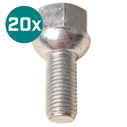 Cantonal Ensemble de 20 pièces - boulons de roue - collerette sphérique - M12x1,5