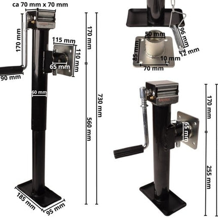 Cantonal Ensemble de deux pieds de support inclinables et déployables - 43-73 cm - 1000 kg - avec bride