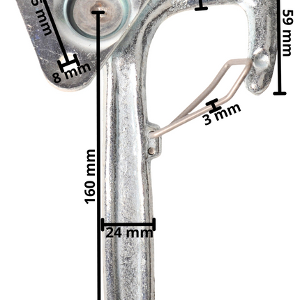 Cantonal Fermeture à levier coudé DROITE petit type 1 avec ressort (petite plaque de montage)