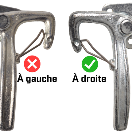 Cantonal Fermeture à levier coudé DROITE petit type 1 avec ressort (petite plaque de montage)