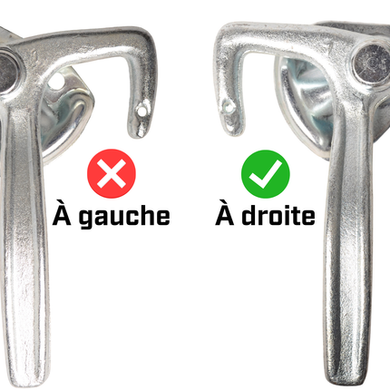 Cantonal Fermeture à levier coudé DROITE type 1 (grande plaque de montage)